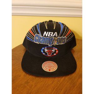 NBA CHAMPS CHICAGO BULLS MITCHELL & NESS MENS STRAPBACK HAT BLACK 1998 FINALS #6